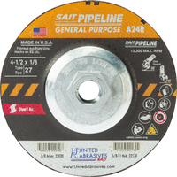 TYPE 27 4 1/2 X 1/8 X 5/8-11 PIPELINE GRINDING/CUTOFF WHEEL