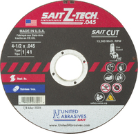 TYPE 1 4 1/2 X .045 X 7/8 HIGH PERFORMANCE CUTOFF WHEEL