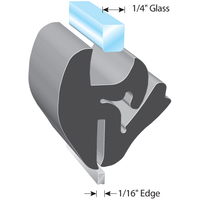 EPDM DENSE RUBBER ONE-PIECE LOCKING GASKET - 1/16&quot; EDGE  1/4&quot; GLASS 100FT