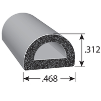 .468 X .312 BLACK 110 PROFILE - GENERAL ACRYLIC PSA - D SECTION RUBBER SEAL - 500FT/ROLL