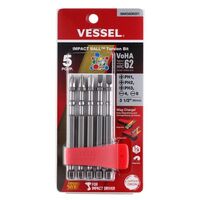 VESSEL 3-1/2" IMPACT BALL TORSION BIT PHILLIPS/SLOTTED ASSORTMENT 5PC SET