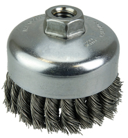 4 SINGLE ROW KNOT WIRE CUP BRUSH .014 STEEL FILL 5/8-11 ARBOR HOLE