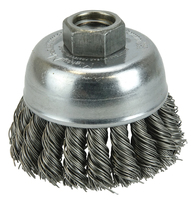 WEI13025 2 3/4 SINGLE ROW KNOT WIRE CUP BRUSH .014 STEEL FILL 5/8-11 ARBOR HOLE