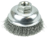 3 1/2 CRIMPED WIRE CUP BRUSH .014 STEEL FILL 5/8-11 ARBOR HOLE