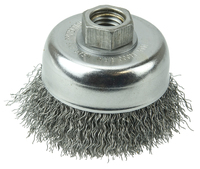 3 CRIMPED WIRE CUP BRUSH .014 STEEL FILL 5/8-11 ARBOR HOLE