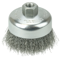 4 CRIMPED WIRE CUP BRUSH .014 STEEL FILL 5/8-11 ARBOR HOLE