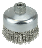 4 CRIMPED WIRE CUP BRUSH .020 STEEL FILL 5/8-11 ARBOR HOLE