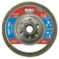 WEI31314 4 1/2" X 5/8-11 NUT WOLVERINE CONICAL FLAP DISC ALUMINUM BACKING 40G ZIRCONIA ALUMINA