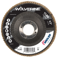 WEI31343 4 1/2" X 7/8" ARBOR HOLE VORTEC PRO ANGLED PHENOLIC BACKING FLAP DISC T29 36Z