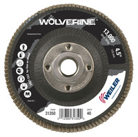 4 1/2&quot; X 5/8-11 NUT WOLVERINE CONICAL FLAP DISC PHENOLIC BACKING 40G ZIRCONIA ALUMINA